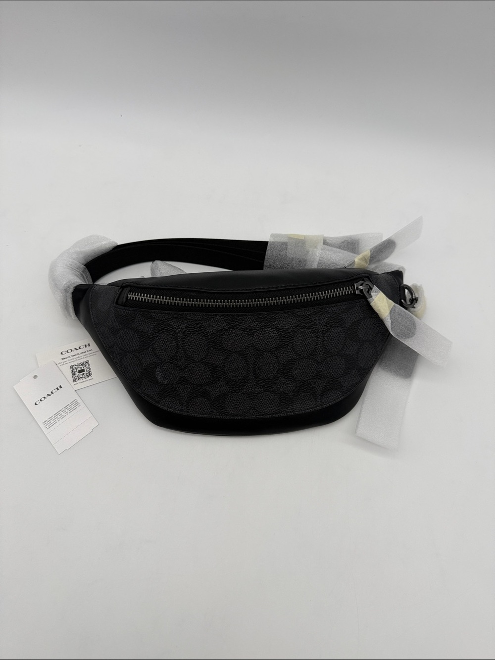 Coach Warren Mini Belt Bag In Signature Canvas Charcoal Black